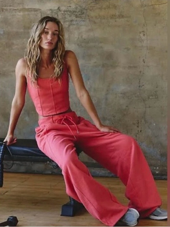 Free People Pants - Free People Movement Set 2 Piece For The Win Wide Leg Pants & Crop Tank Pink M